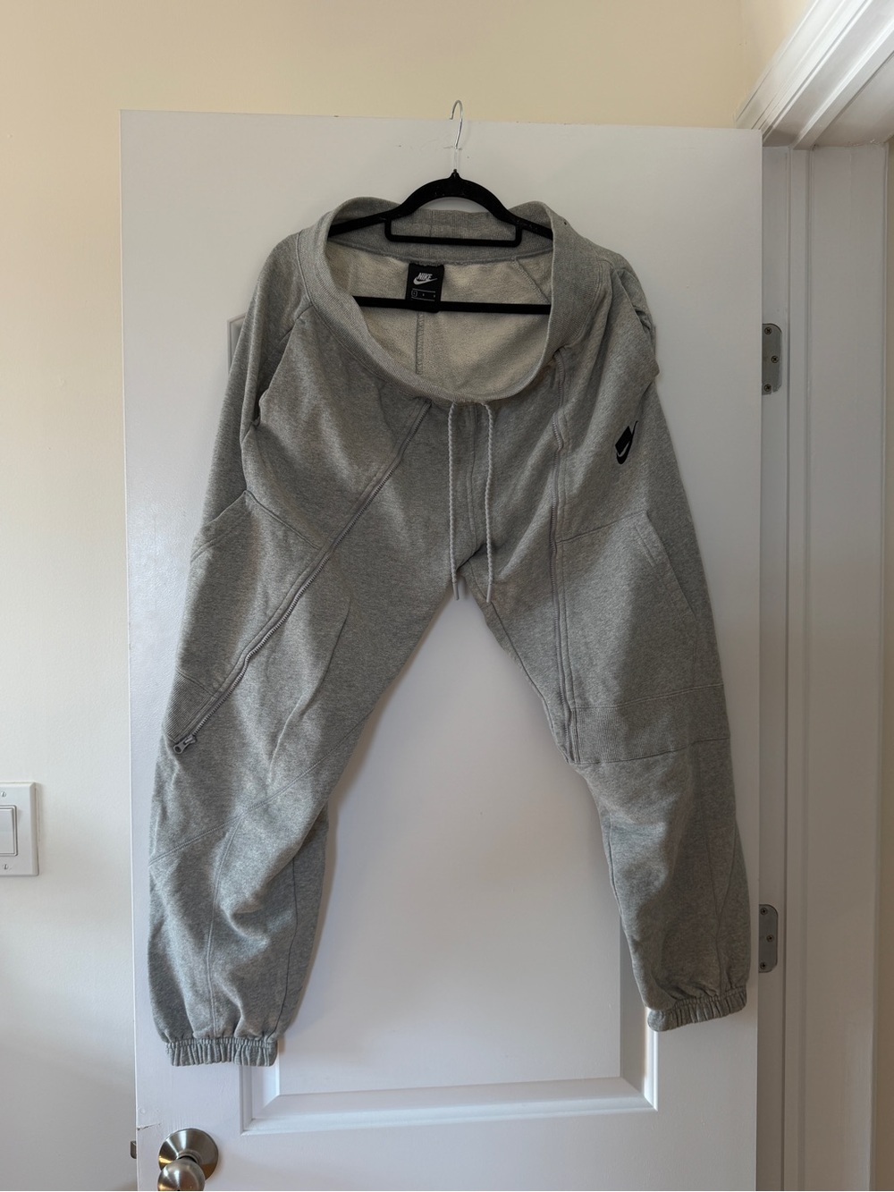 Nike Light Gray Fleece Joggers with Drawstring